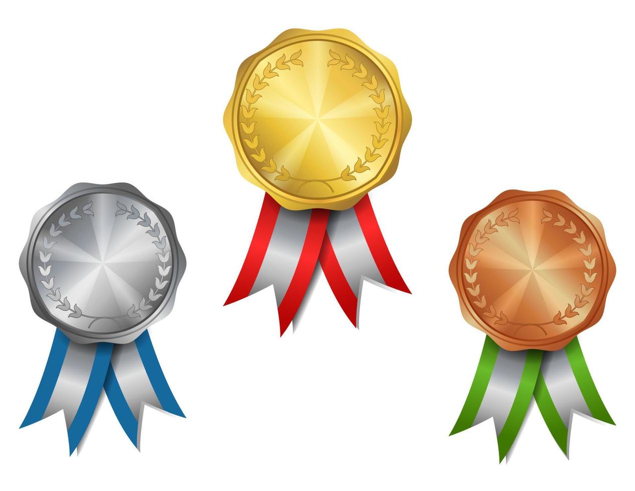 Set of gold, silver, bronze award medals vector