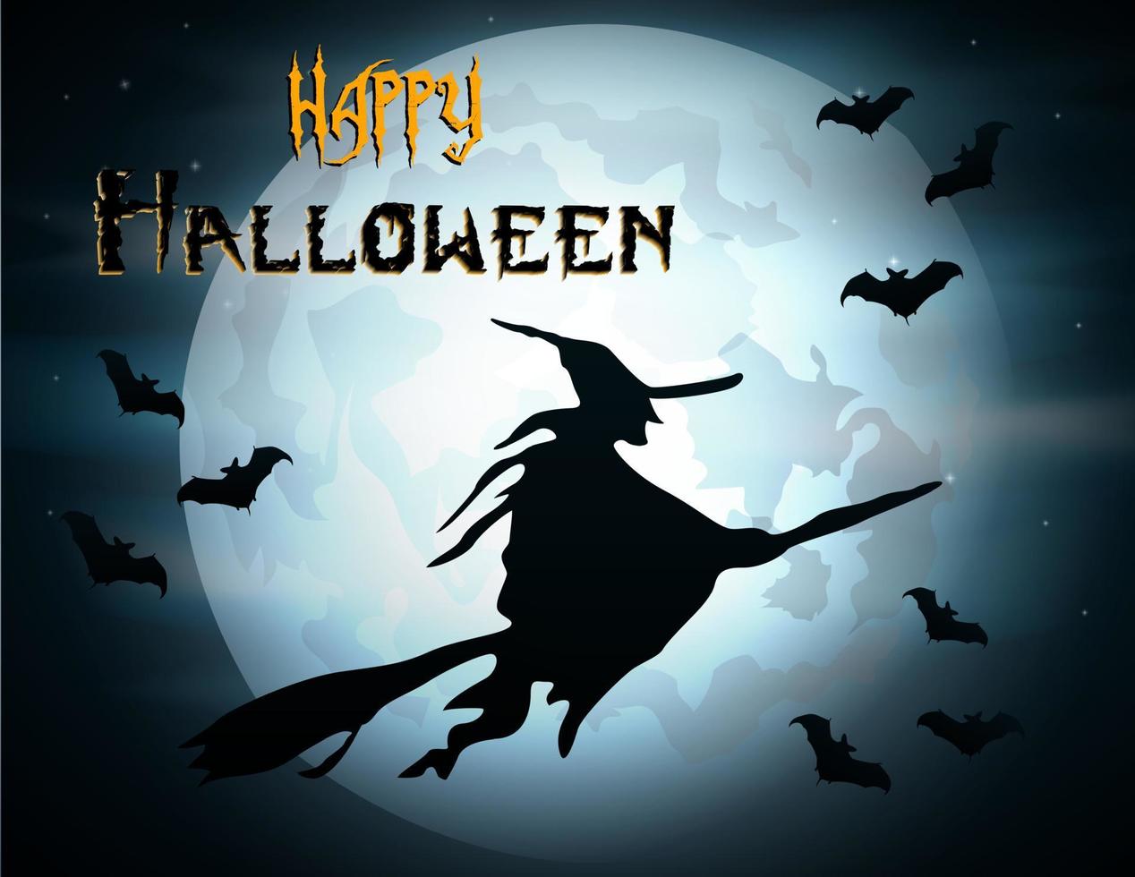Halloween witch flying on broomstick vector