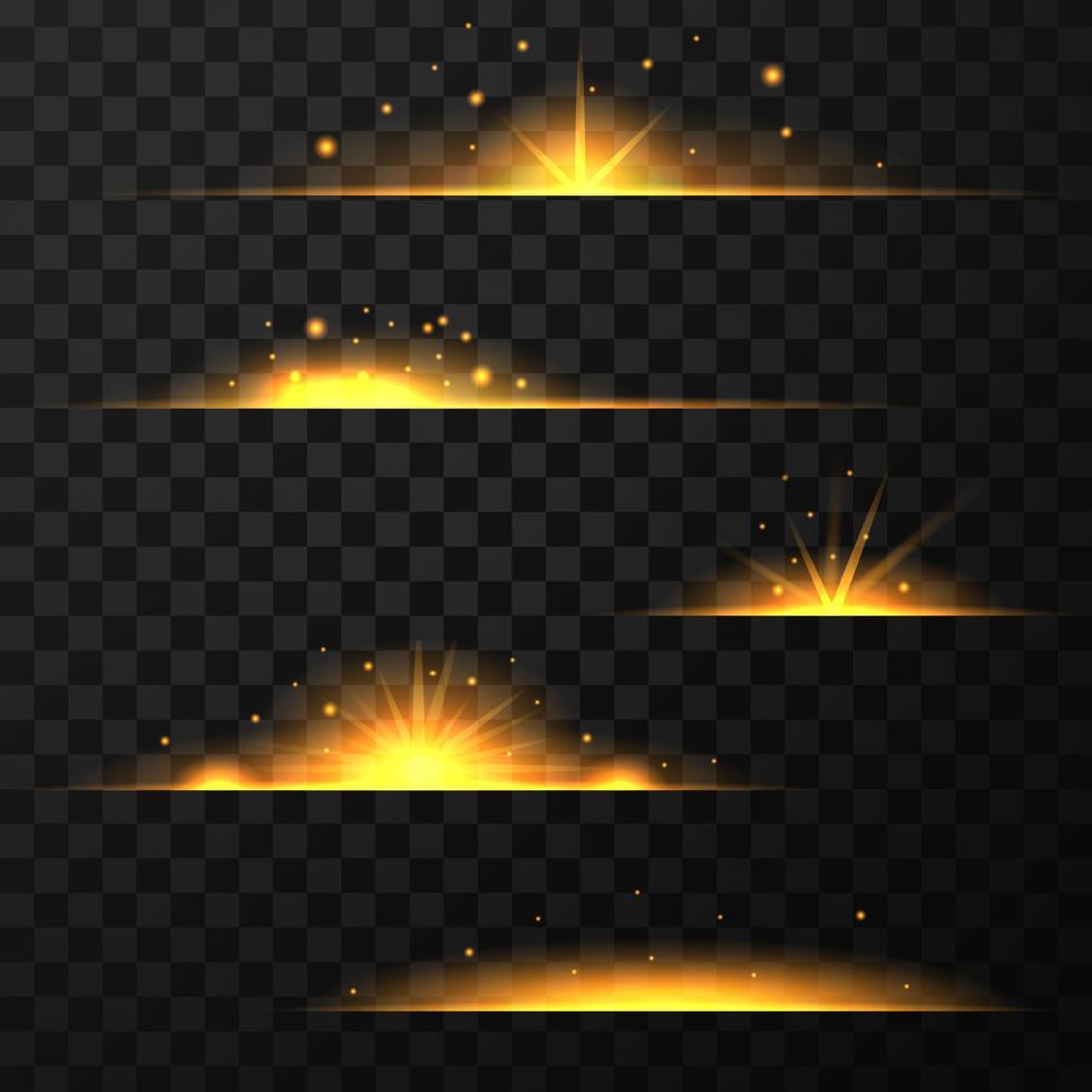 Gold light effect isolated on transparent background vector