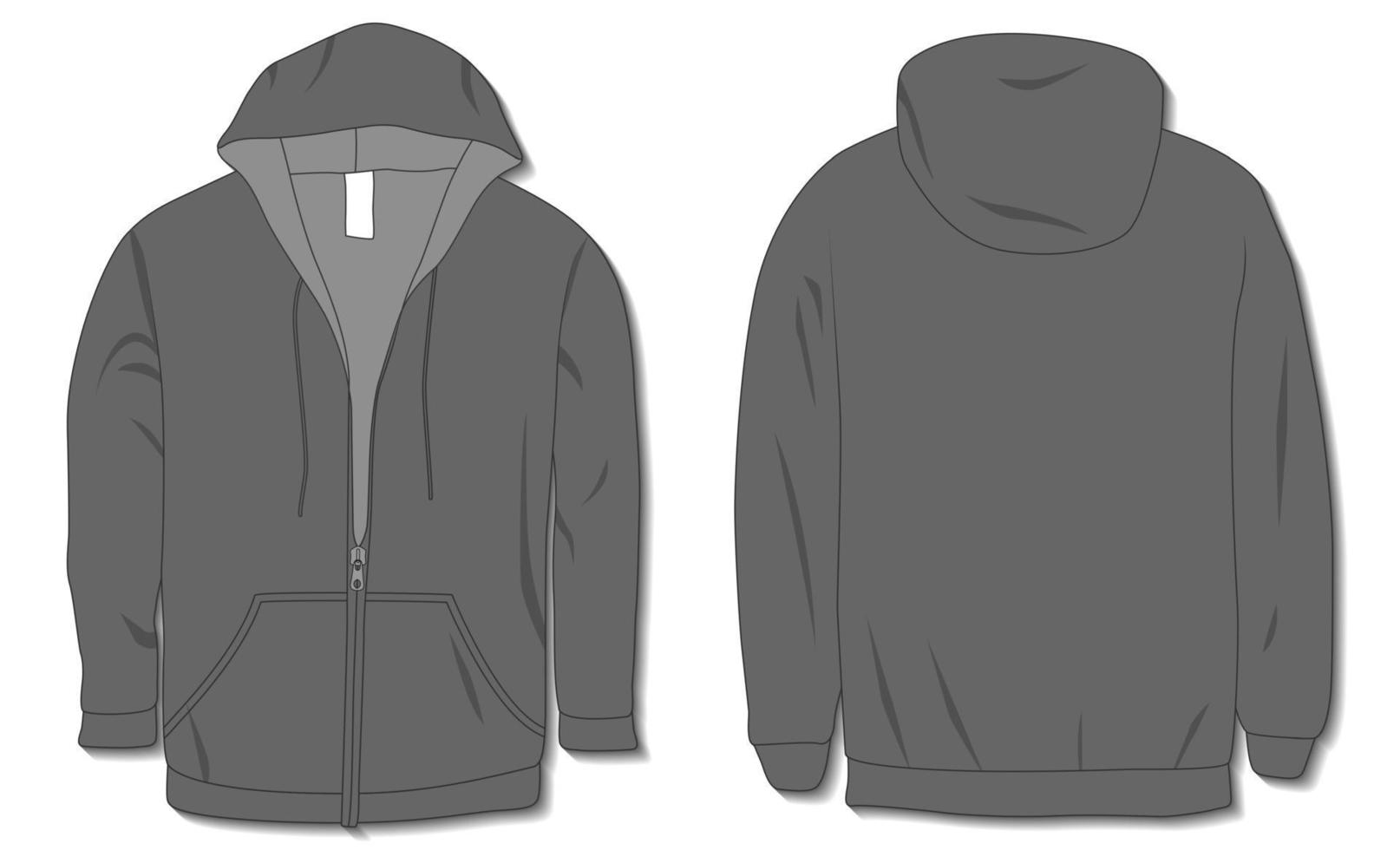 Hoodie jacket with zipper. Mockup template vector
