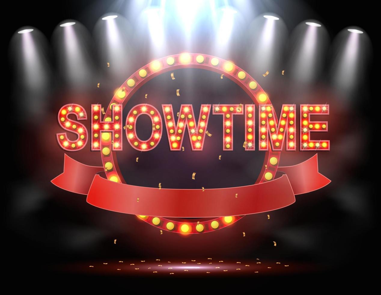 Showtime background illuminated by spotlights vector