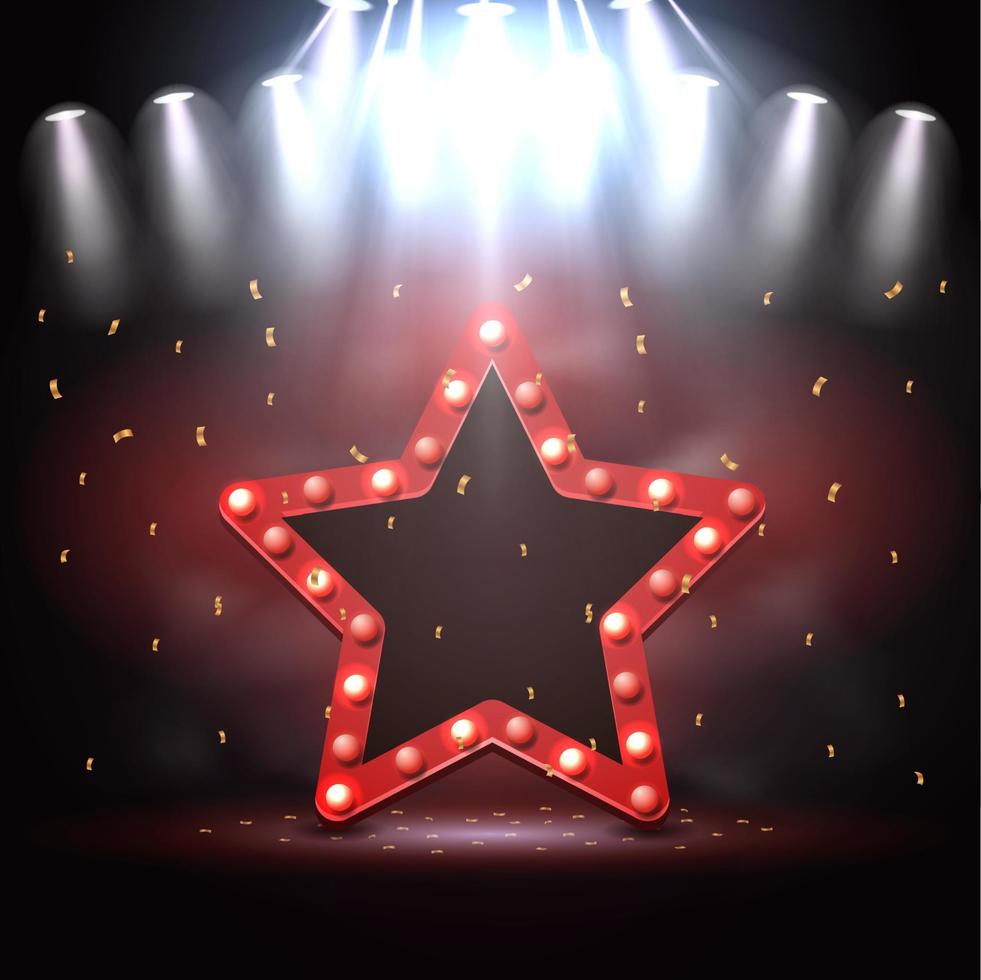 Vector illustration of Star background illuminated by spotlights