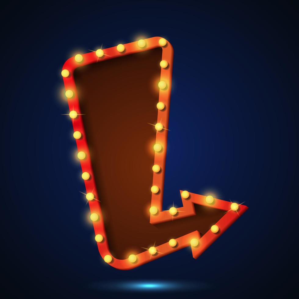 Signboard retro style with lamps. Vintage banner with light bulbs vector