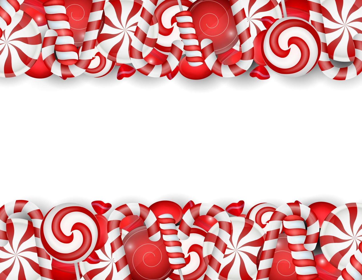 Sweet banner with white and red candies vector