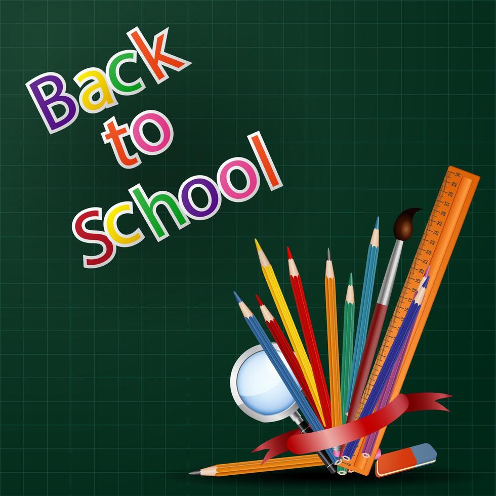Welcome back to school background with school equipment vector