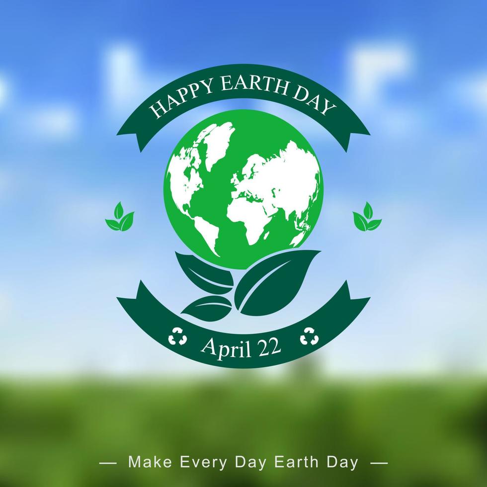 Vector illustration of Earth day templates on blurred background