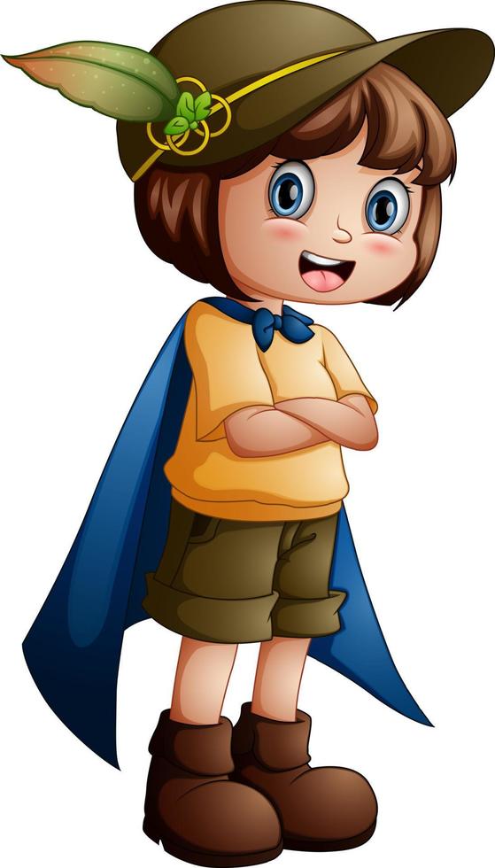 Girl explorer with scout uniform vector