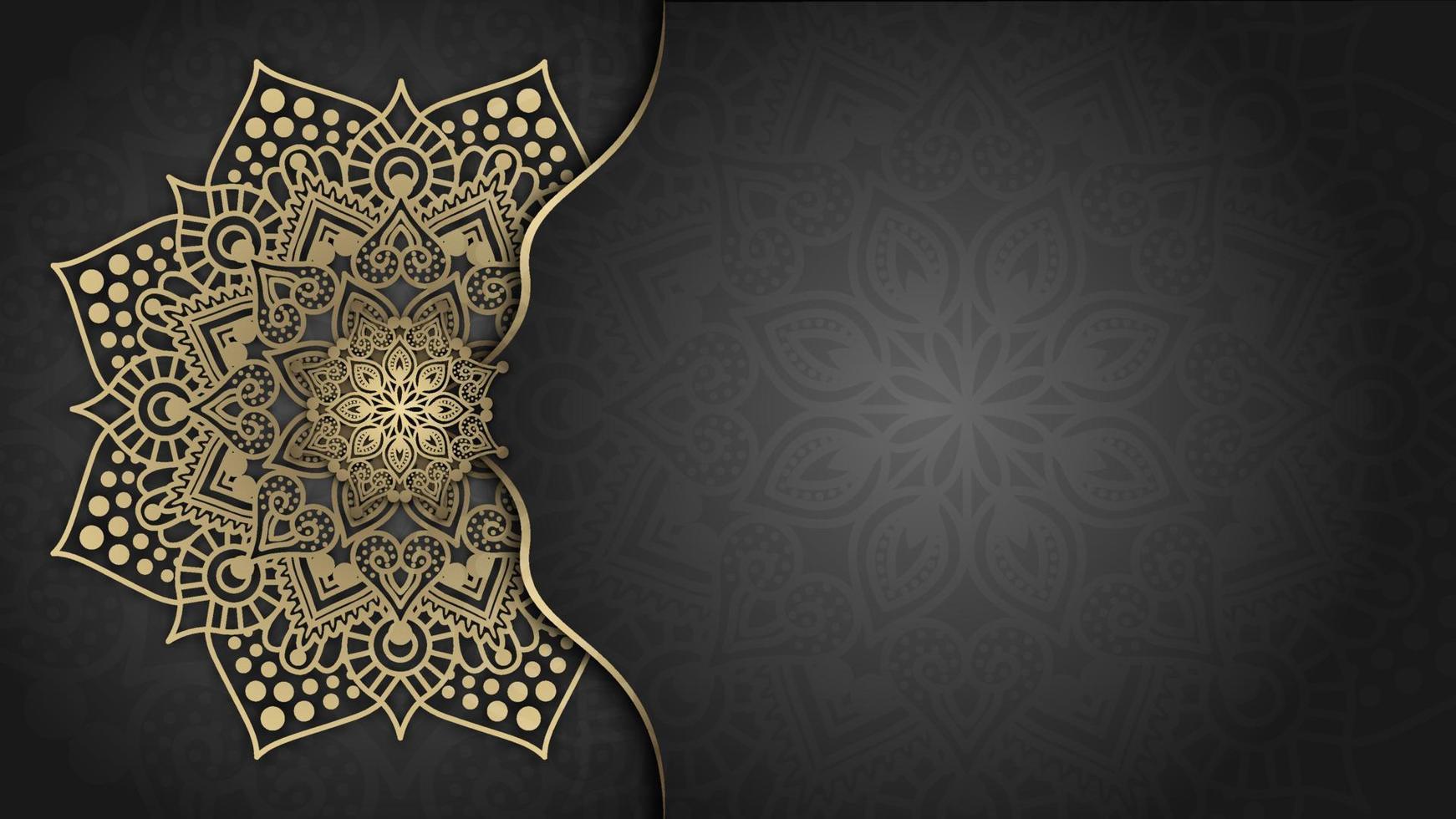 luxury ornamental mandala design background in gold color vector