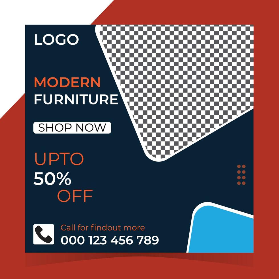 Furniture social media post template vector