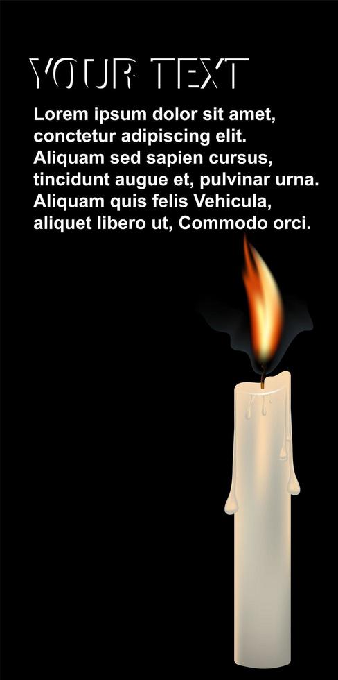 Candle flame. Burning realistic 3D wax candle, different Christmas birthday church and party glowing candles. Vector set isolated romantic objects candlelight