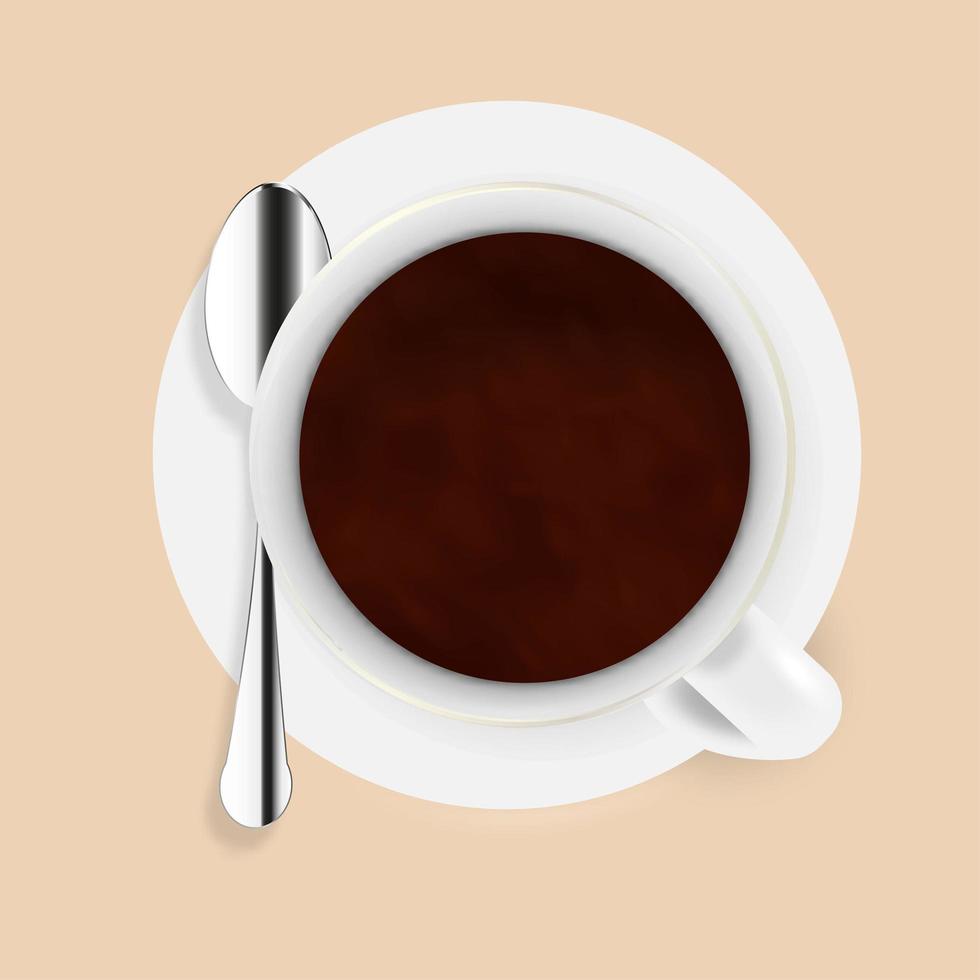 Icono plano taza cafe caliente vista trasera en color negro Stock Vector