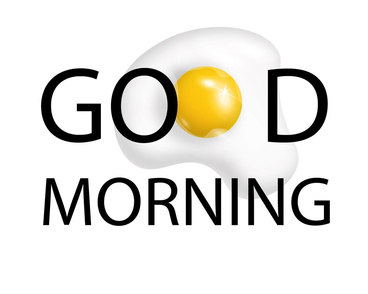 Good morning. Lettering with realistic scrambled eggs .EPS 10. vector