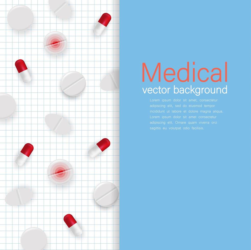 antecedentes médicos. ilustración vectorial equipos de salud, investigación médica e íconos. espacio para texto, plantilla. vector