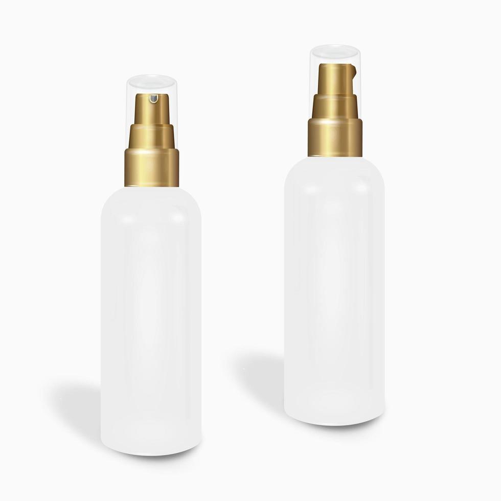 Cosmetic bottle can sprayer container. Dispenser for cream, soups, and other cosmetics With lid and without. Template realistic For Mock up Your Design. vector illustration.