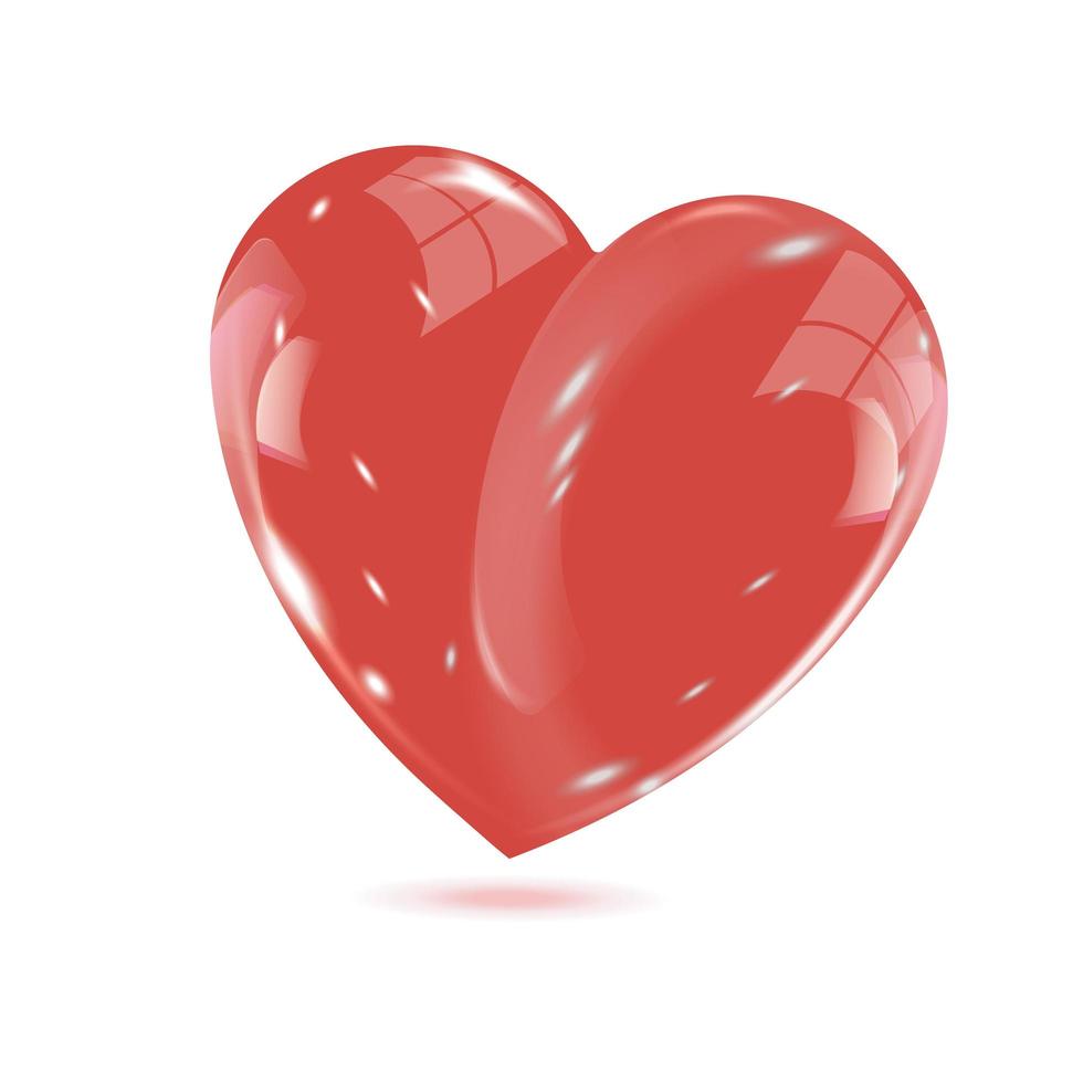 Beautiful glossy red heart with highlights on a white background vector