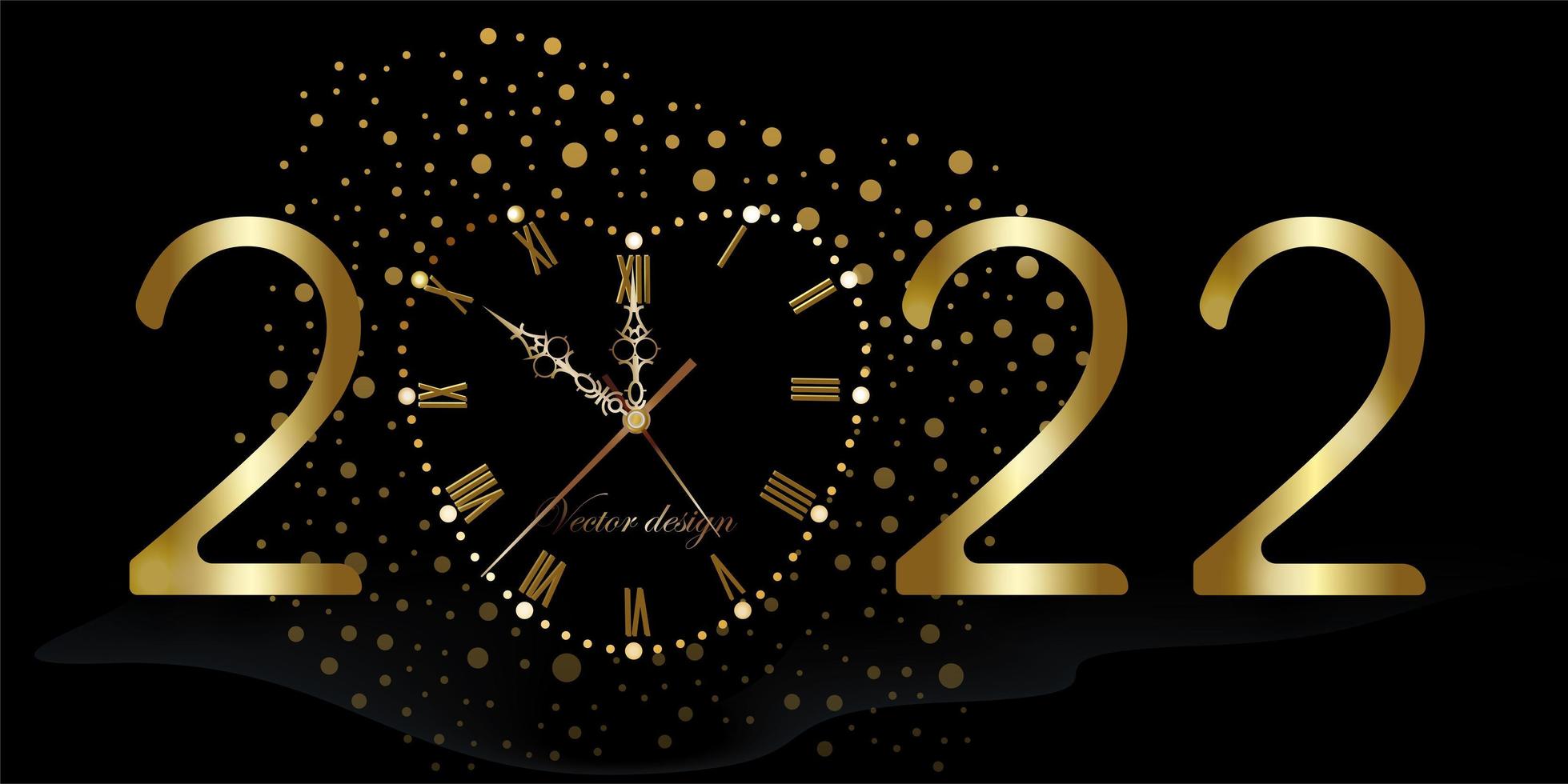 2022 year. Happy new year symbol concept. Gold dial in the form of a heart with sequins and glittering numbers. Abstract isolated graphic design template. Christmas creative decorations. vector