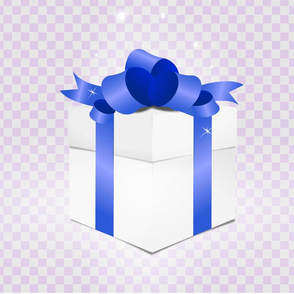 Gift box with blue ribbon isolated on transparent background. Vector illustration. EPS10