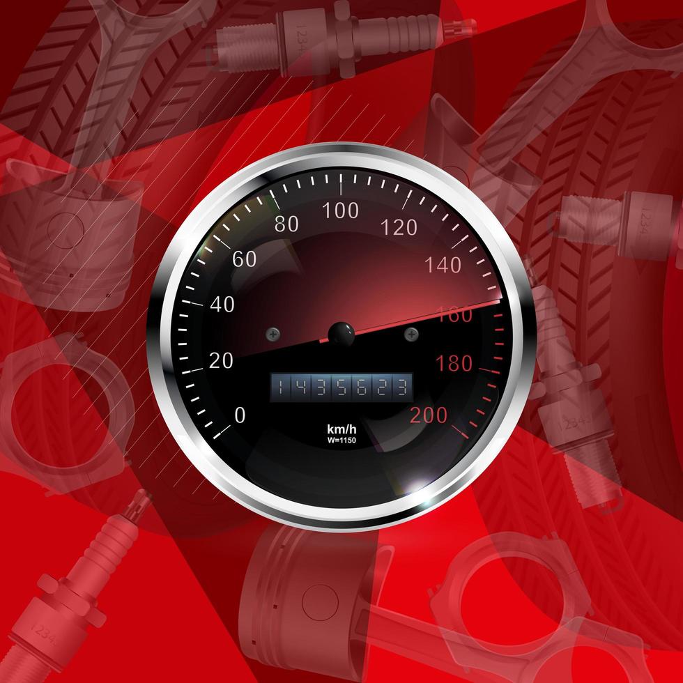 Speed motion line vector abstract tech background with car racing speedometer. Fast auto race, sport drive illustration