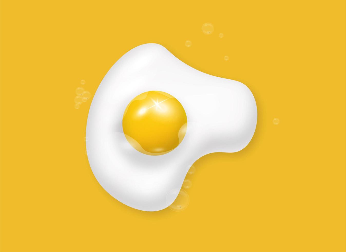 Fried egg isolated on yellow background. Fried egg flat icon. Fried egg closeup vector