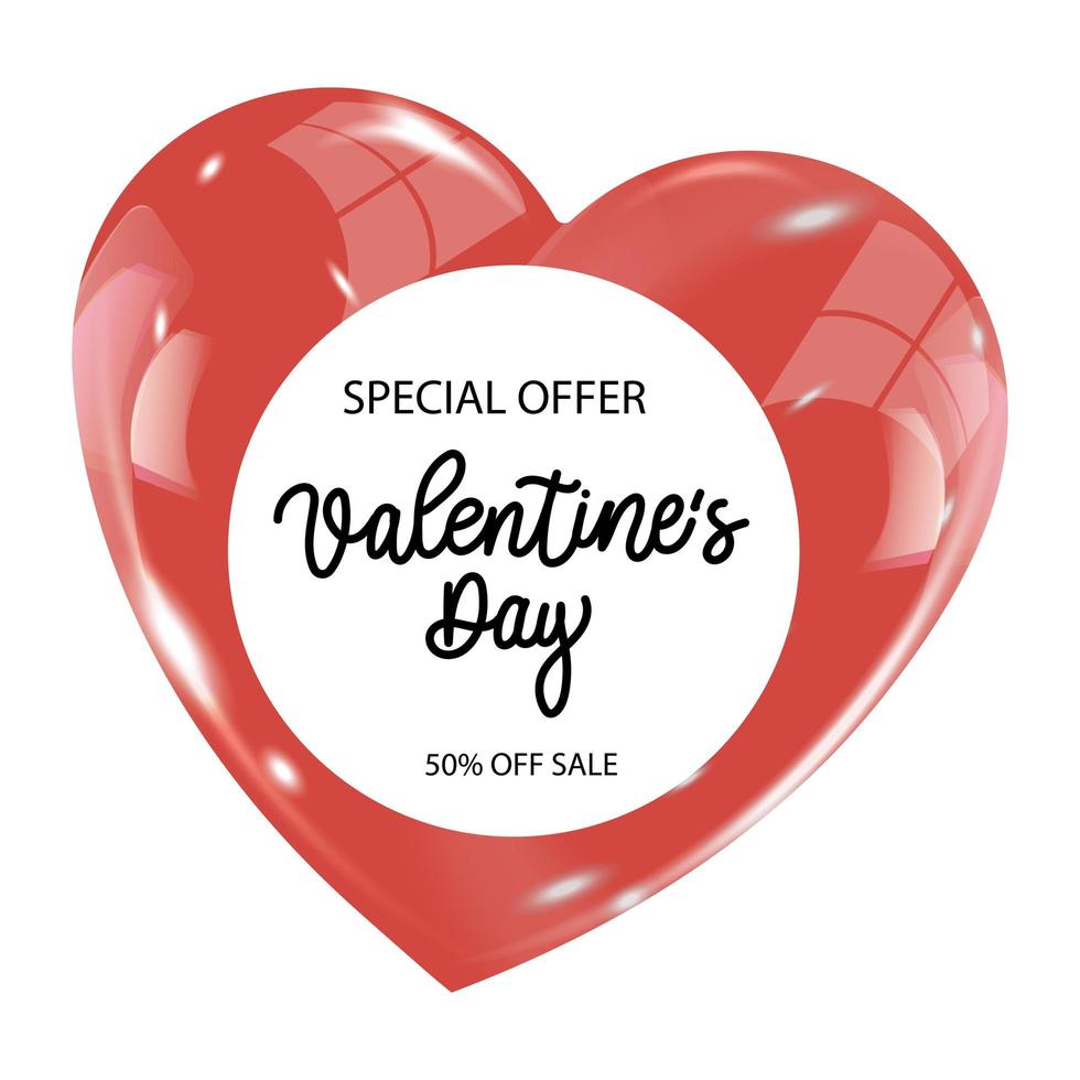 Valentine's Day sale. The concept of the holiday in the form of an illustration of a heart and an inscription vector