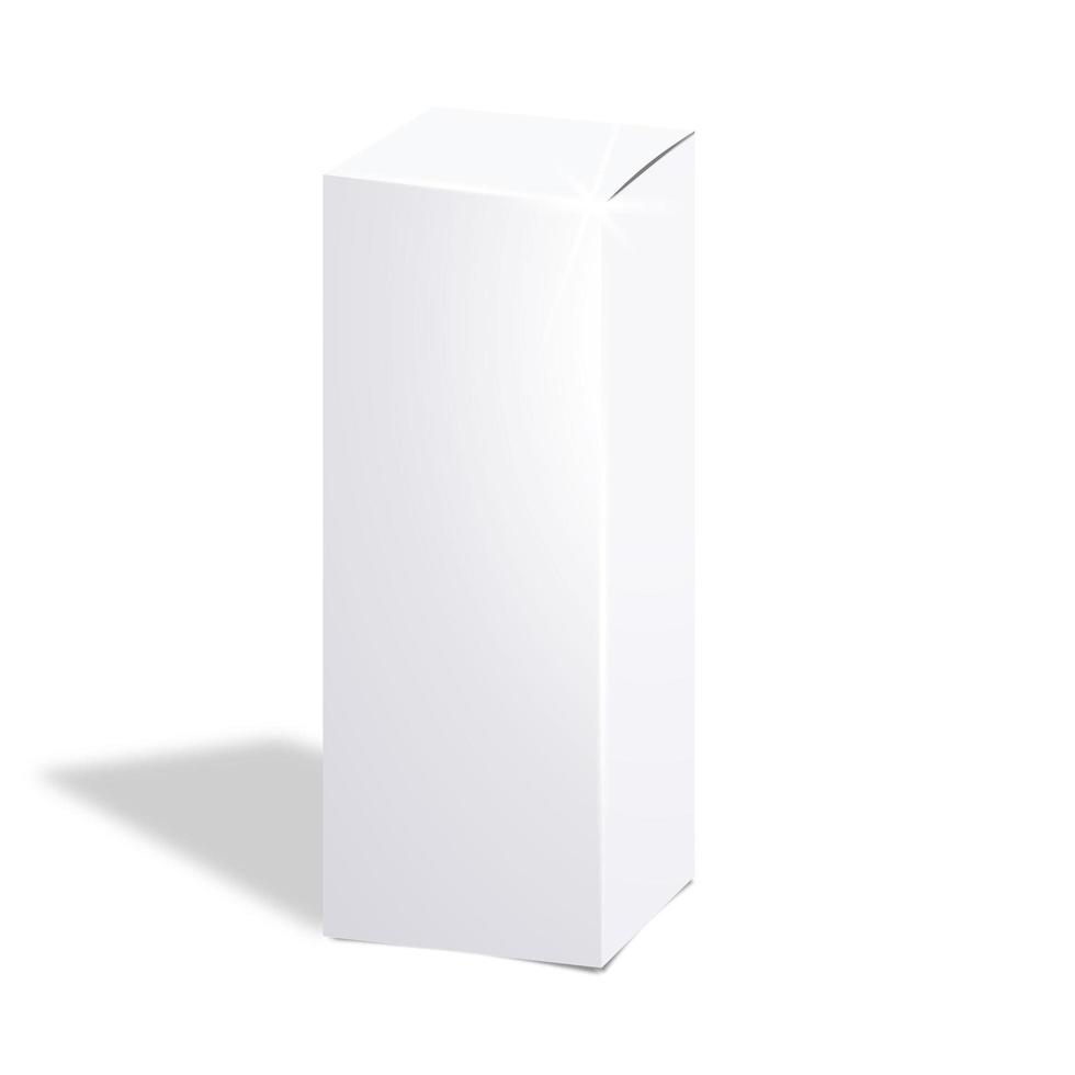 Blank vertical paper or cardboard box template standing on white background Packaging collection. Vector illustration.