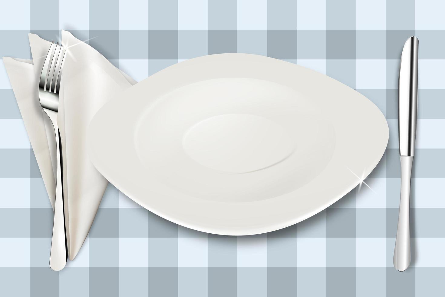 Flatware on checkered tablecloth eps10 vector