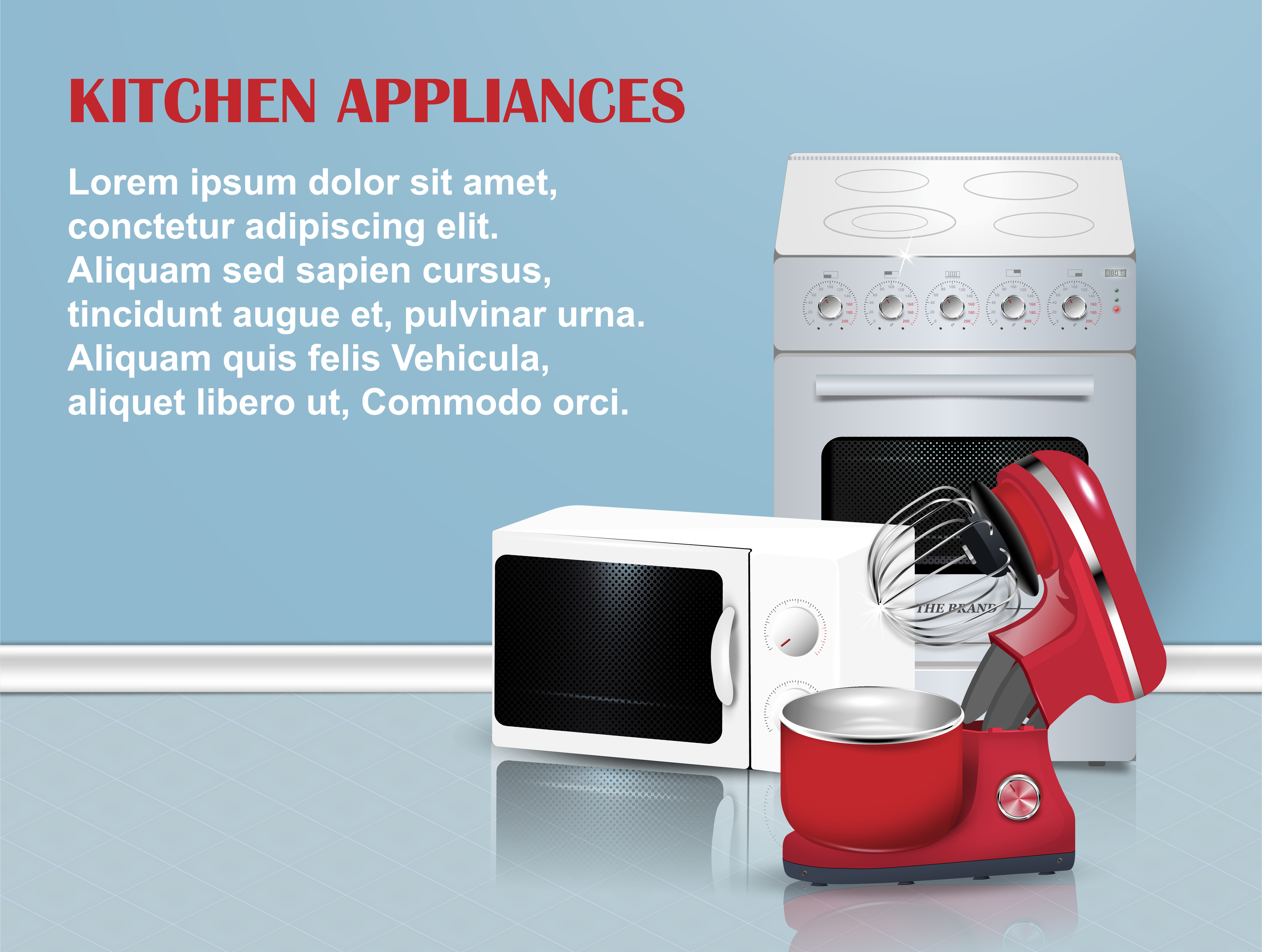 Vector 3D realistic kitchen appliances. Design, advertising, sale of