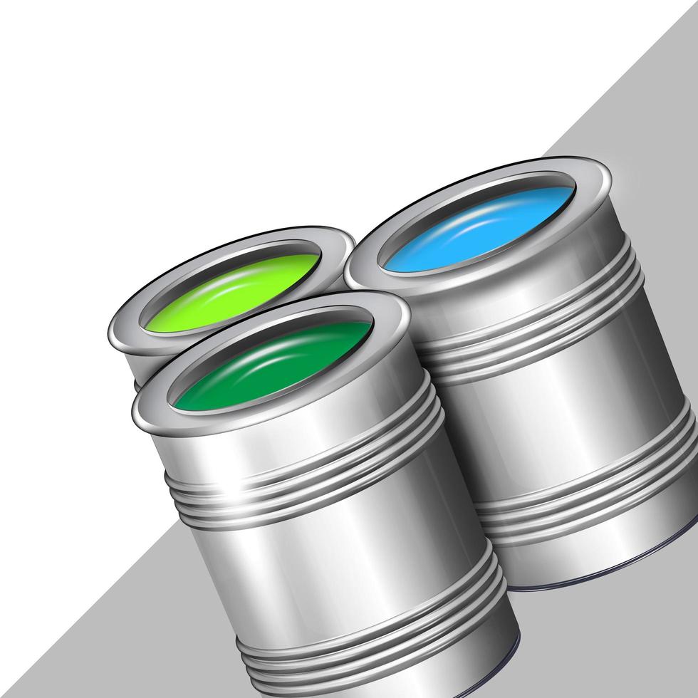 Cans of paint in RGB colors, vector concept