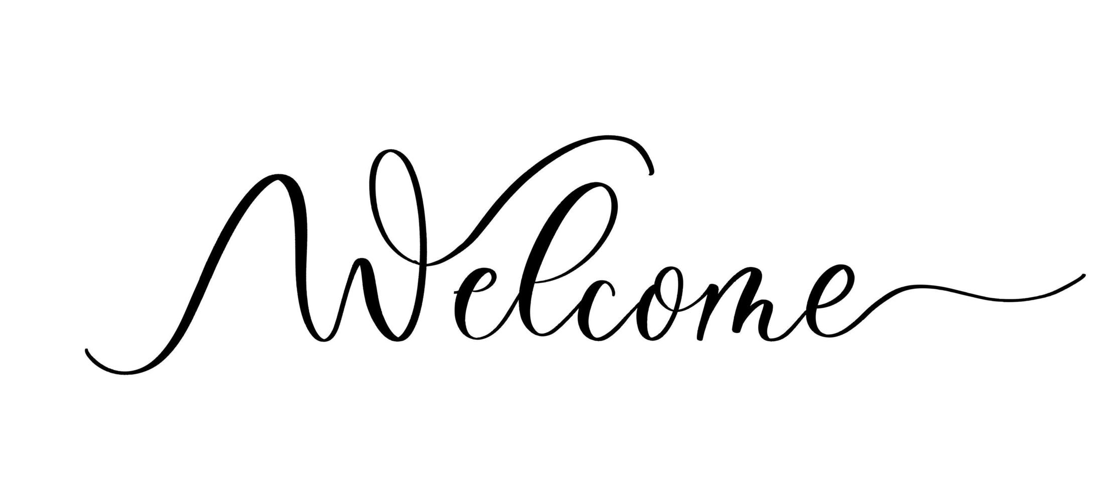 Welcome - vector calligraphic inscription with smooth lines.