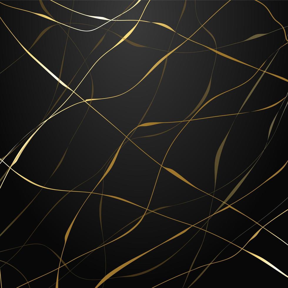 Gold marble pattern on black background. vector