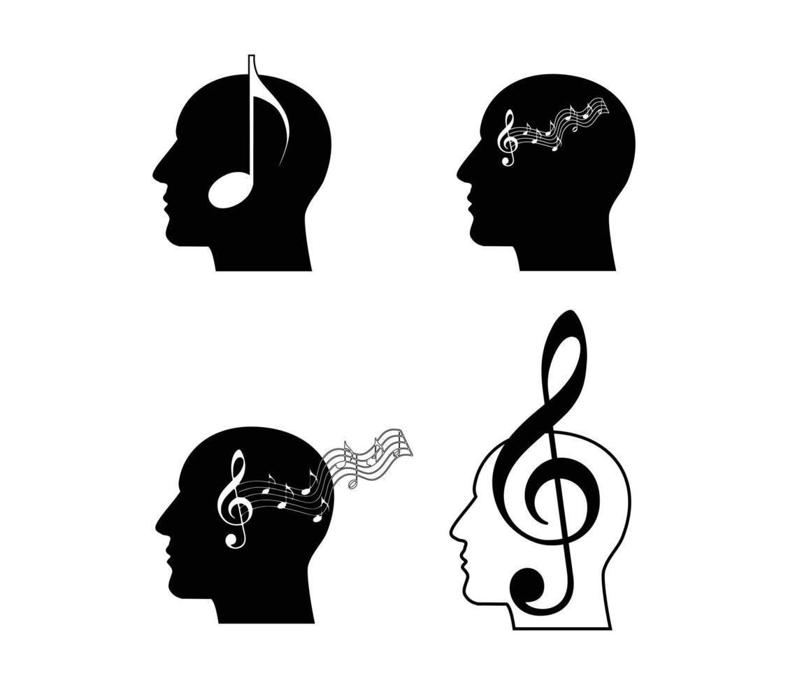 cabeza de notas musicales en blanco vector