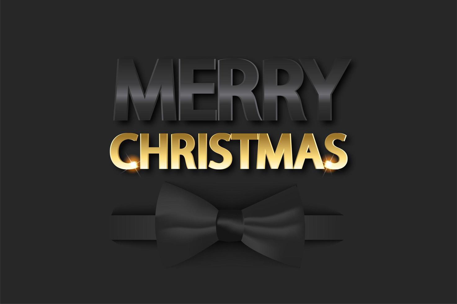 Christmas background with bow tie. Merry Christmas card illustration on black background with realistic bow. vector