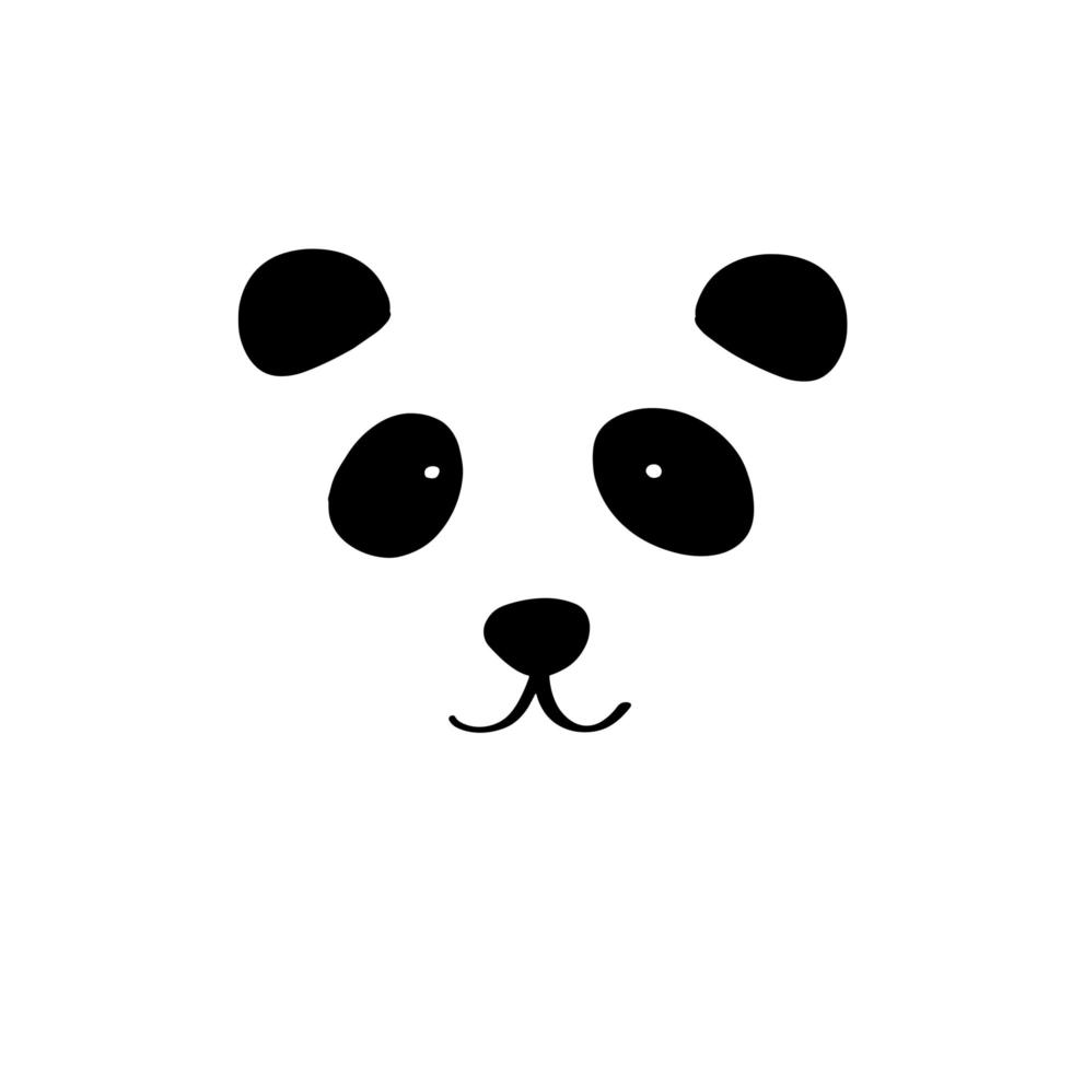 Panda hand drawn black sketch illustration. vector