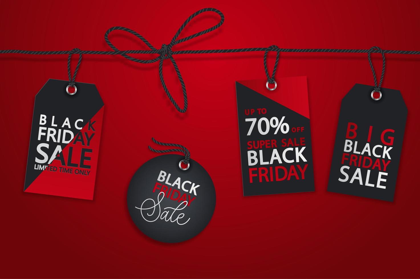 Black Friday realistic vector paper price tag. Sale price tag labels.