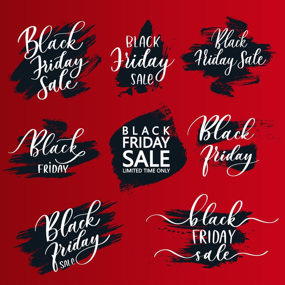 Black square frame with red brushstroke. Black friday sale template. Border vector frame.