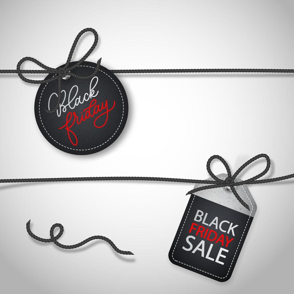 Black friday realistic vector round paper price tag. Sale price tag labels.