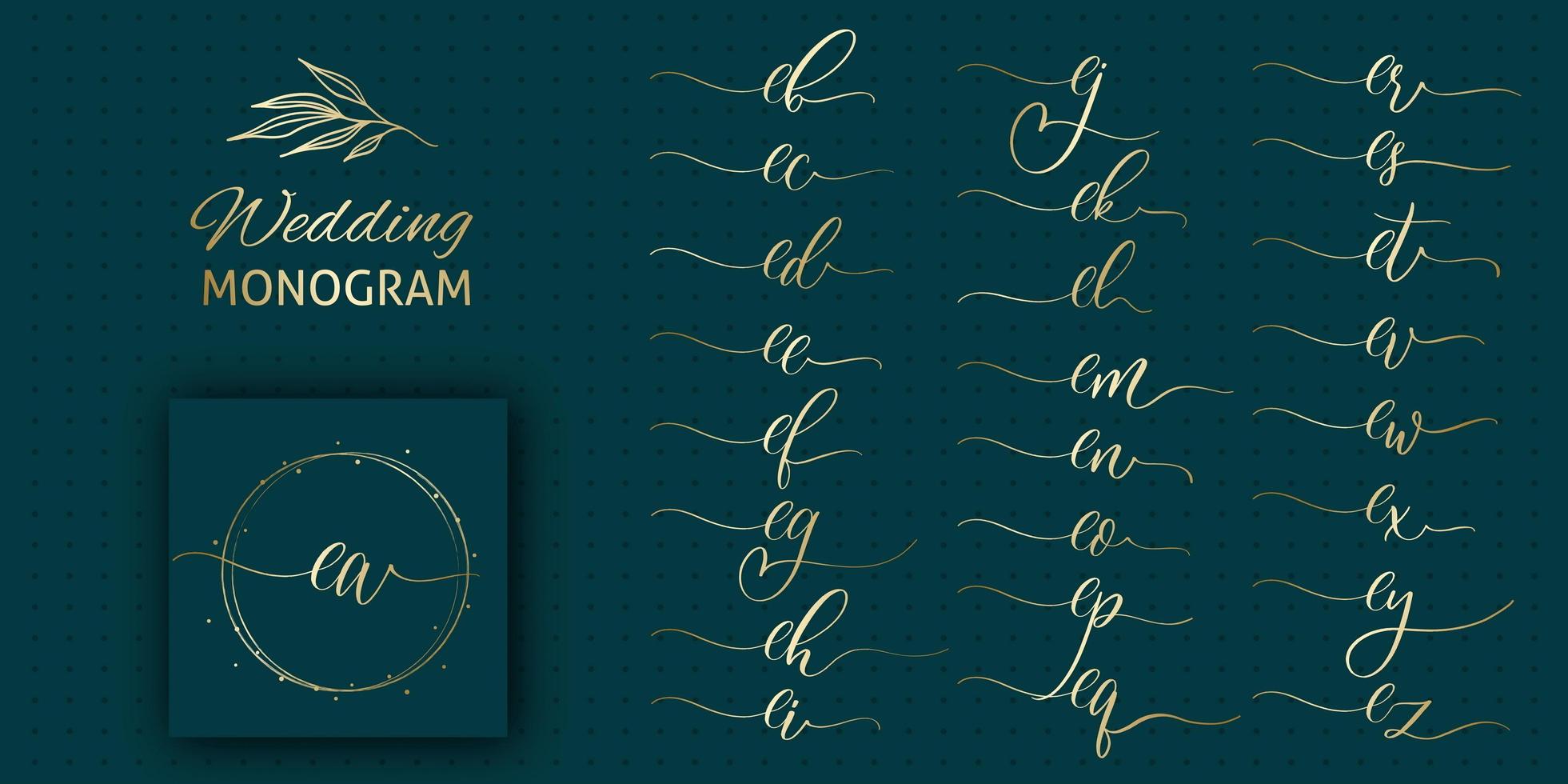 Wedding initial EA monogram and elegant logo design set. vector