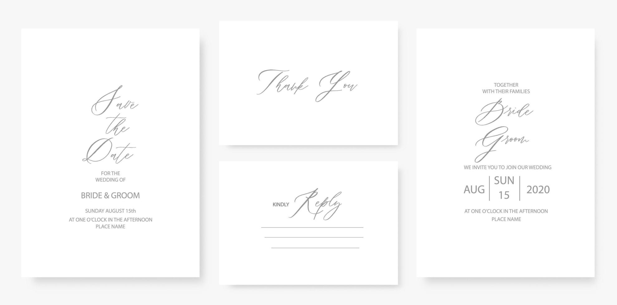 Wedding invitation - empty template cards. Minimalizm style. vector