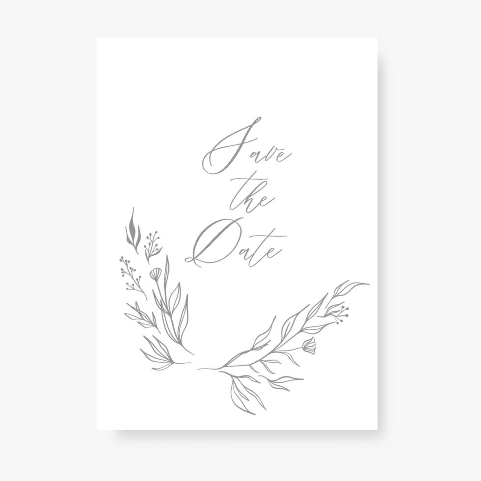 Save the date Wedding invitation - template card. Minimalizm style. vector