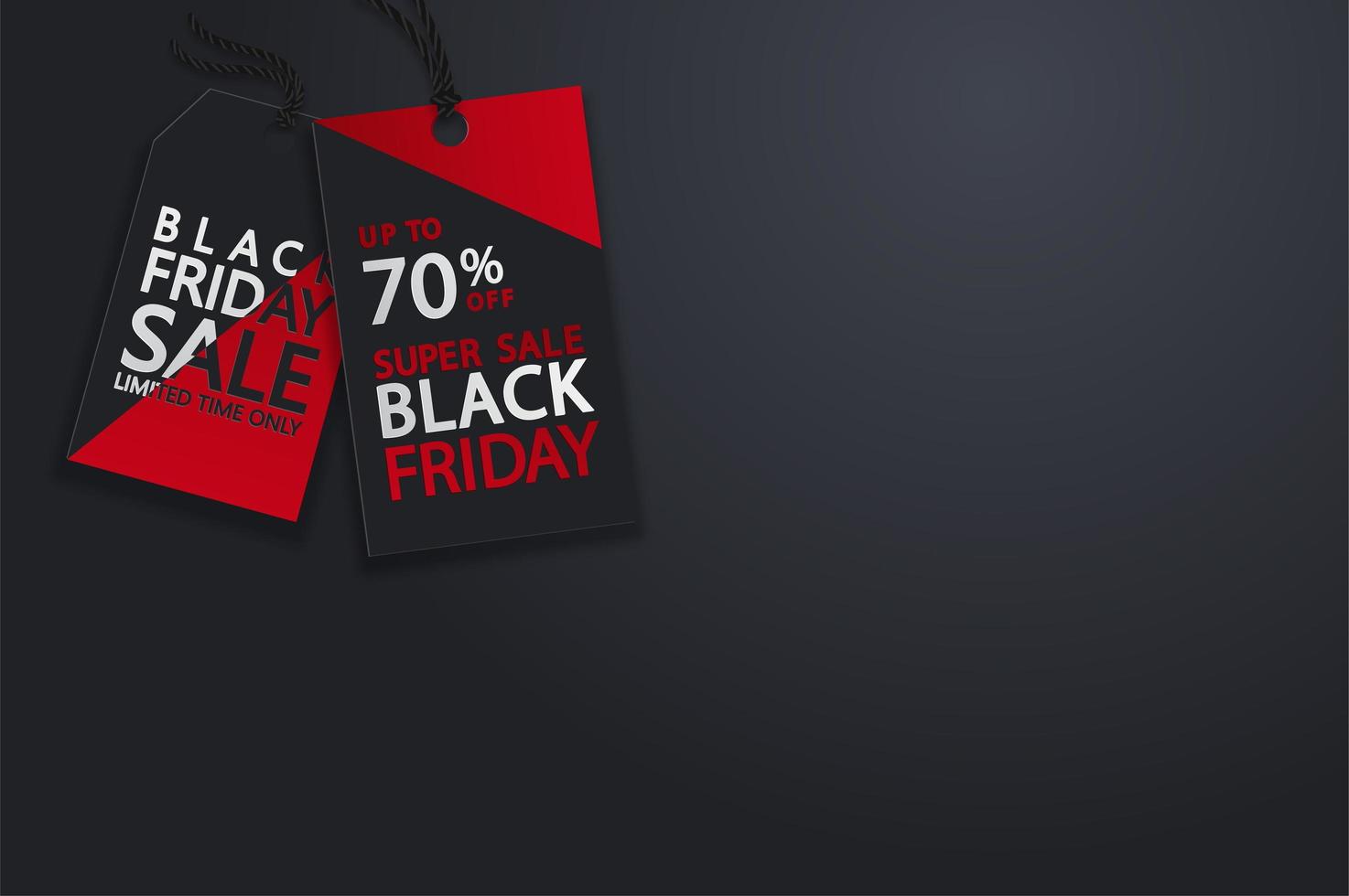 Black Friday realistic vector paper price tag. Sale price tag labels.