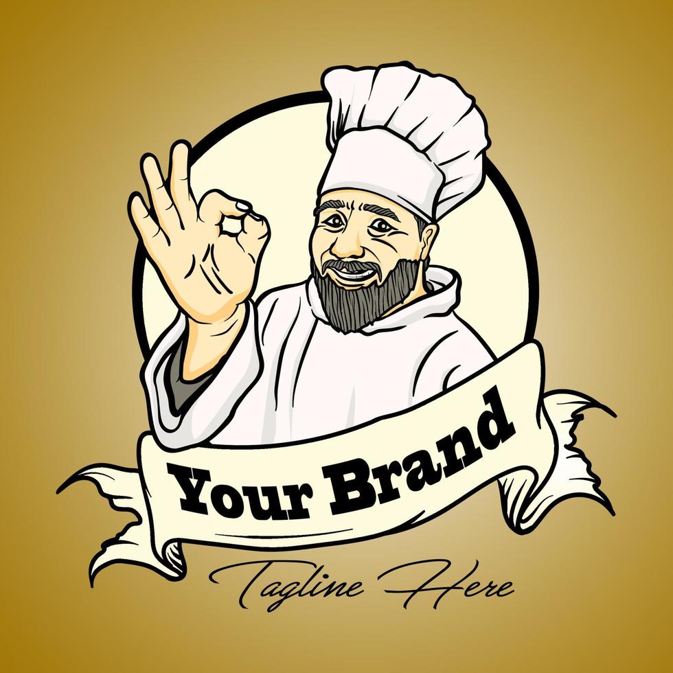 chef mascot handrawn vector