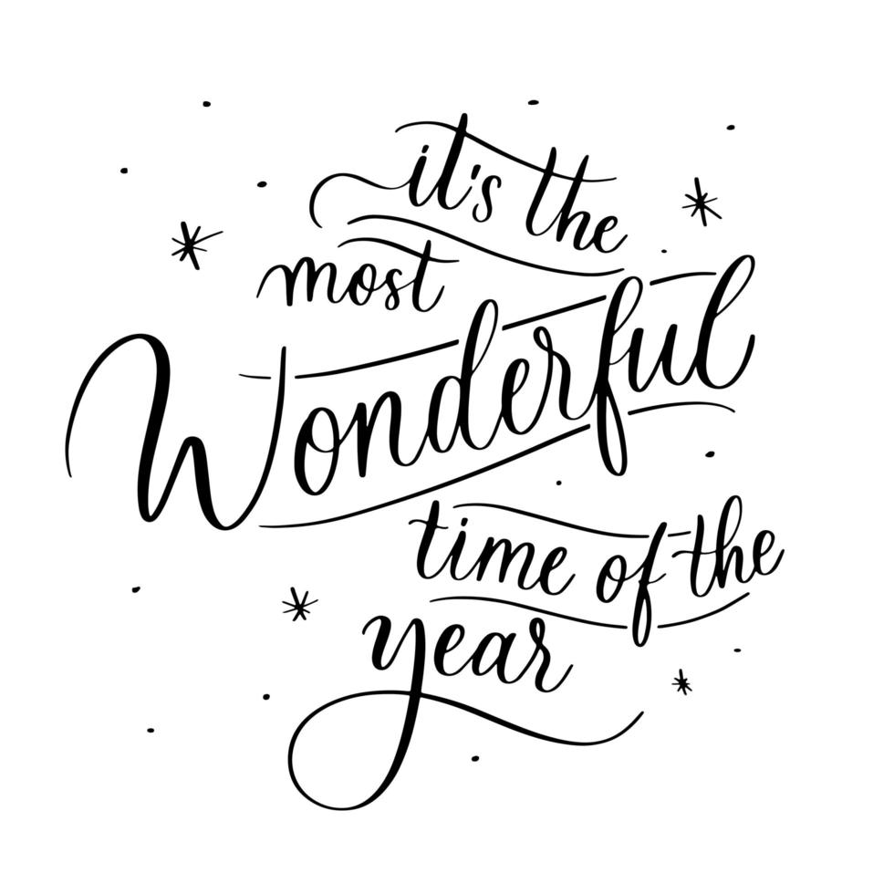 It's the most wonderful time of the year - holiday christmas hand lettering inscription. vector