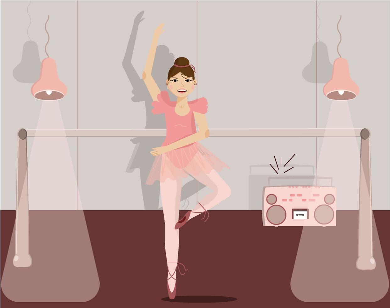 niña, bailarina en la escuela de ballet. ilustración vectorial vector