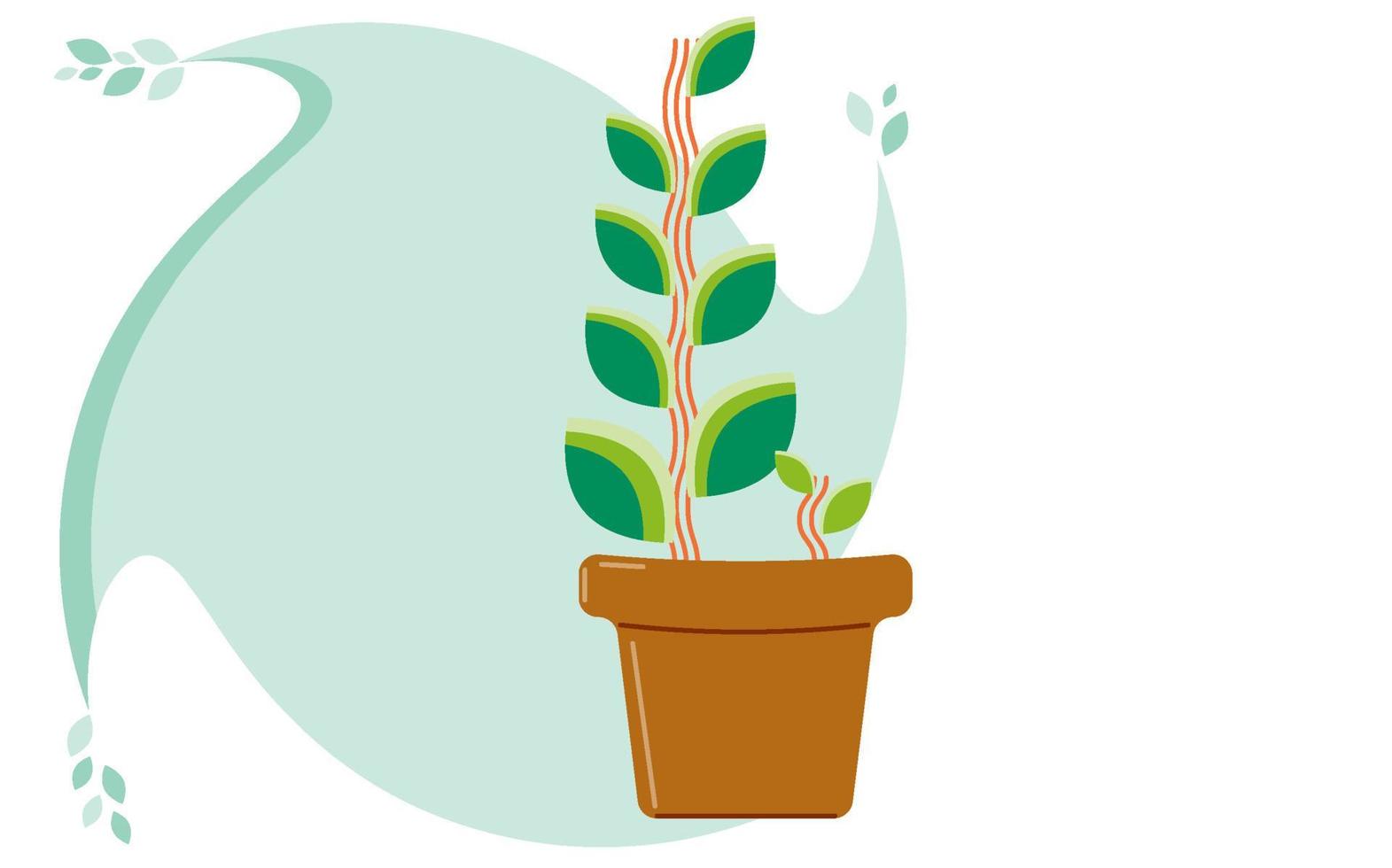 Flower, plant grows in a pot. Small seedlings of plants. Vector illustration