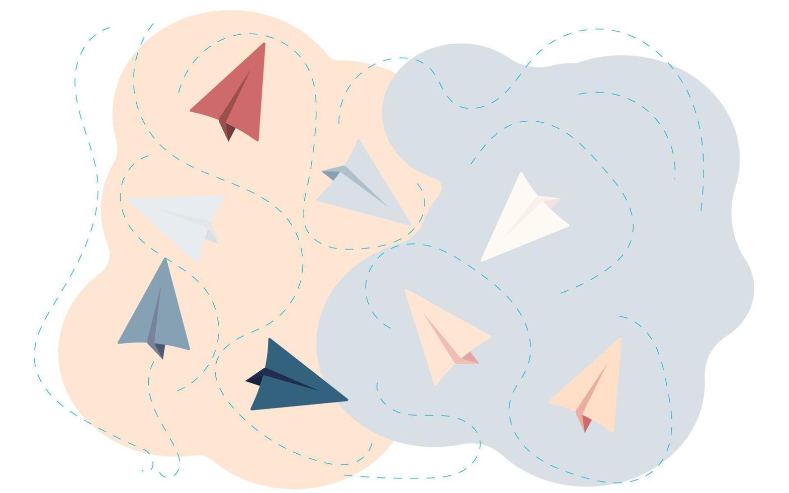 Paper plane with dushed line vector illustration.