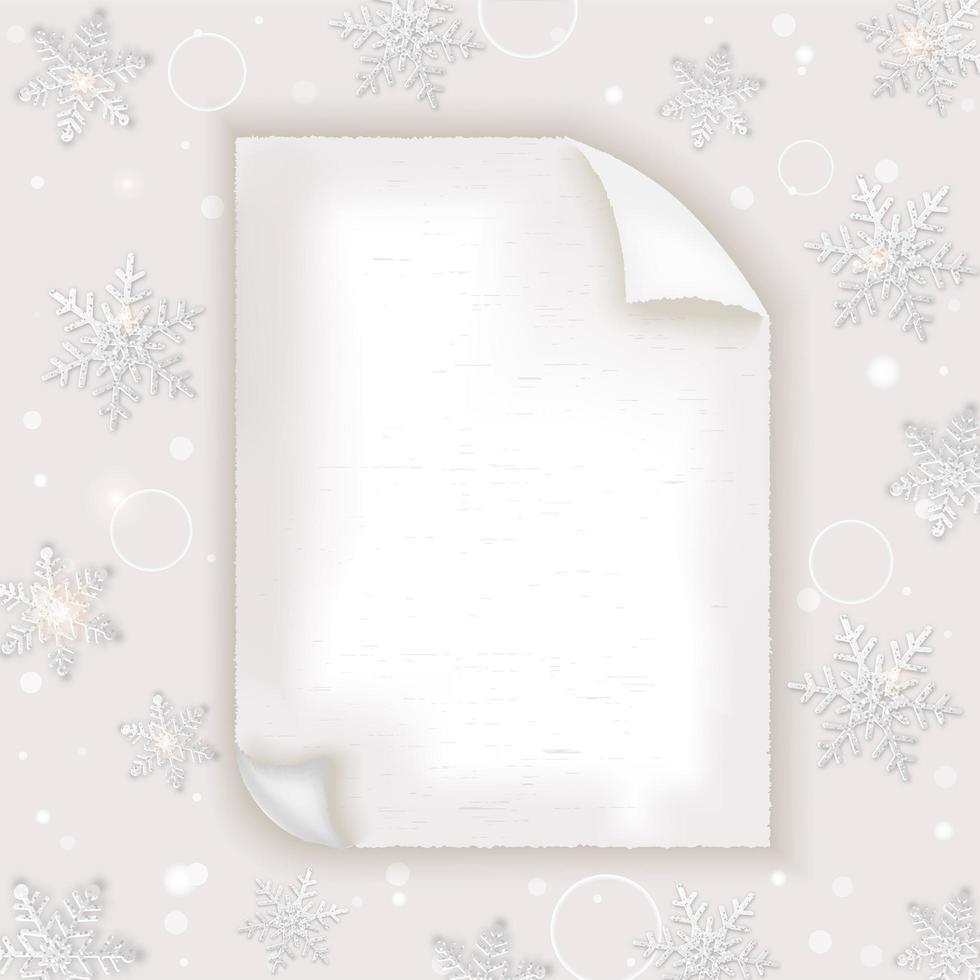 pedazo de papel blanco viejo en el vector de fondo de Navidad.