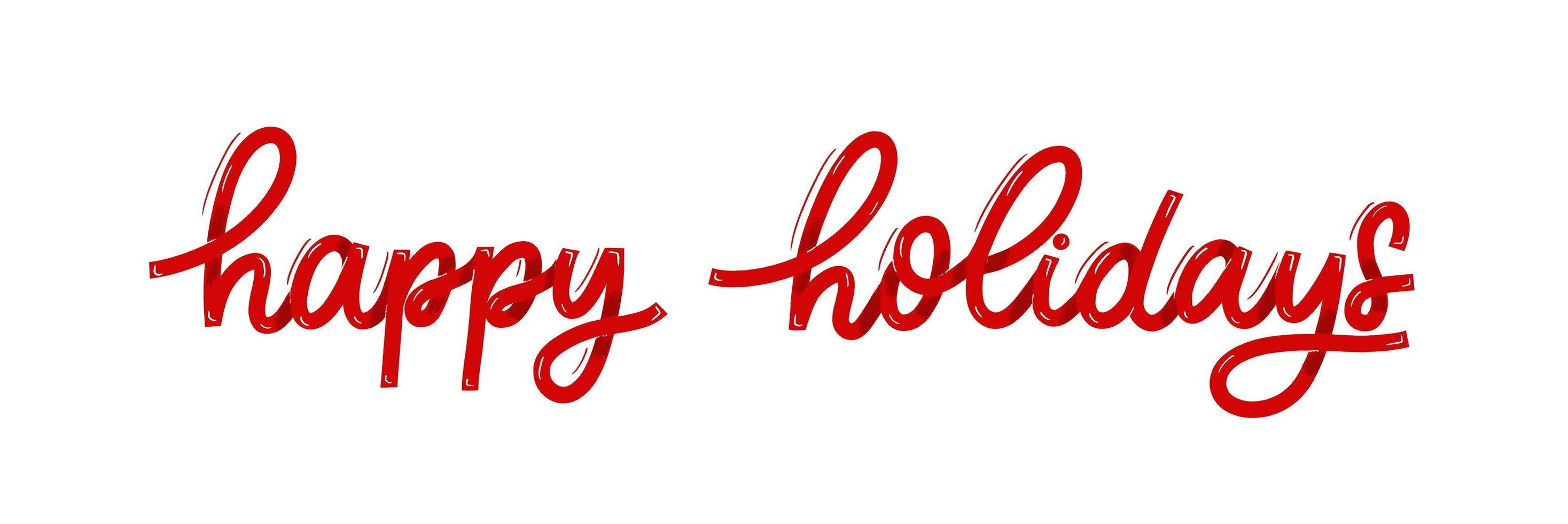 Happy holidays red hand lettering inscription for winter holiday design, calligraphy vector. vector