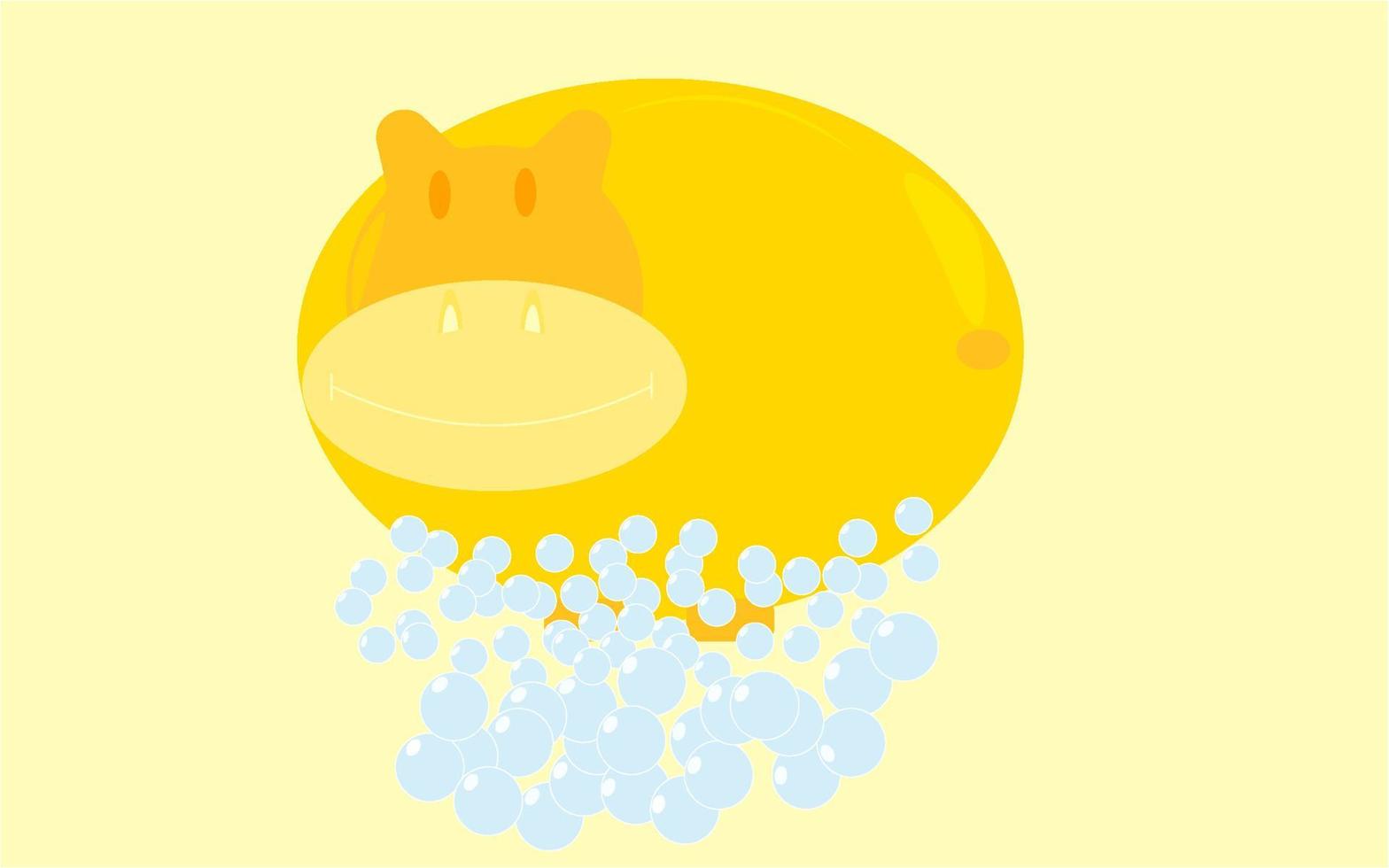 Soap in the form of a hippo. Soap bubbles. Vector illustration