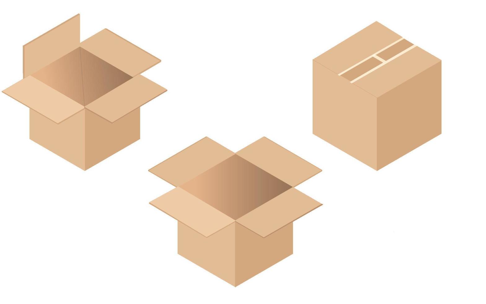 conjunto de cajas de cartón. abierto y cerrado. ilustración vectorial vector