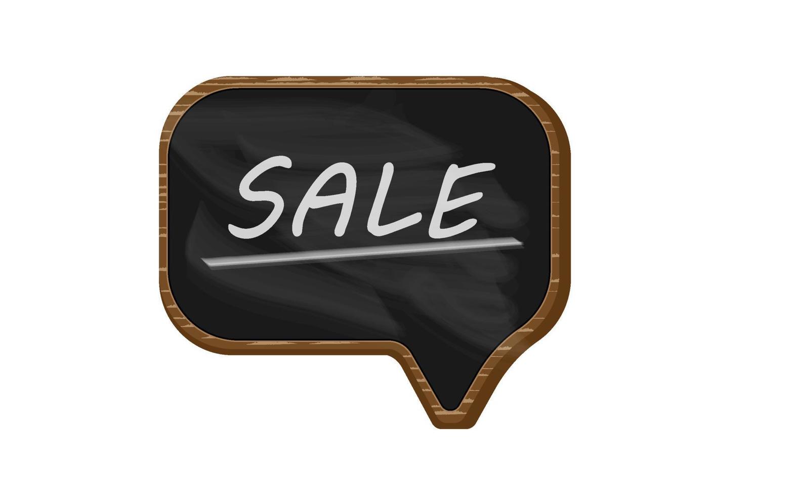 Blackboard background and wooden frame.Advertising discounts, sales. Vector illustration